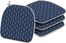Indoor/Outdoor Chair Cushions 16x17 Inch, Patio Chair Cushions with Ties, All Weather Seat Cushions for Patio Furniture Home Garden Chair Use, Set of 4, Herringbone Navy by GreenHaven Gardens