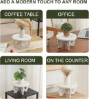 Small Plant Stand Kitchen Display Stand 10 inch Plant Holder Plant Stool Round Stand Risers Farmhouse Rustic Balcony Decor Pedestal Board Washed White by GreenHaven Gardens