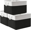 TheWarmHome Organization and Storage for Shelves - Extra Jumbo 3 Pack 20.5x15.7x13.8 inch Fabric Storage Basket for Organizing, Storage Bins for Shoes Towel Blanket (White & Black) by TinyTreasures Baby Boutique