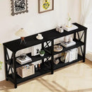 LVB Industrial Entryway Table, Farmhouse Rustic Console Tables Behind Couch, Long Metal Wooden Sofa Table with Storage Shelf, Modern Foyer Hallway Table for Living Room Bedroom, Black Oak, 63 in by CozyNest Decor