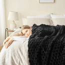 NEWCOSPLAY Super Soft Throw Blanket Black Premium Silky Flannel Fleece 3D Clouds Stylish Jacquard Lightweight Bed Blanket All Season Use 350GSM (Black, Throw(50"x60")) by CozyNest Decor