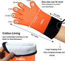 Walfos Silicone BBQ Gloves - Heat Resistant Grilling Gloves, Premium Non-Slip Kitchen Oven Mitt with Protective Cotton Layer Inside, Waterproof, Great for Grilling, Kitchen and Cooking, Orange by GreenHaven Gardens
