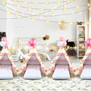 2 Pack Kids Teepee Tent with Mattress,Fitted Sheet,Light String,Washable Natural Cotton Toddler Play Tent for Girls Boys Indoor Outdoor Sleepover Slumber Birthday Party(Pink and White) by TinyTreasures Baby Boutique