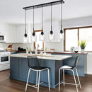 Black Chandelier 5 Light Dining Room Lighting Fixtures Hanging Linear Pendant Lights Industrial Modern Chandelier with Seeded Glass for Kitchen Island Living Room Bedroom Foyer Hall Entryway by CozyNest Decor