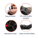 Stroller Sun Shade - Universal UV Protection Cover for Strollers Sunshade with See Through, Clip-On Sun Blocker, Sun Shield for Baby, Breathable Adjustable Fit, Full Coverage, Large by TinyTreasures Baby Boutique