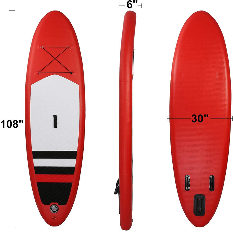 9' Inflatable Stand Up SUP Paddleboards with Accessories & Backpack Leash Double Action Hand Pump Repair Kit for Youth & Adult