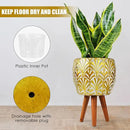 Harvest Land Plant Pots with Stand, Set of 2 Large Modern Planters Metal Tall Handmade Flower Pots with Drainage Holes Indoor Outdoor,Gold by CozyNest Decor