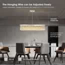 Siljoy Modern Rectangular Crystal Chandeliers 8 Lights Rectangle Raindrop Pendant Ceiling Light Fixture for Kitchen Island Dining Room, Adjustable Height, Polished Chrome Finish, L40 x W10 x H10 by CozyNest Decor