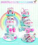 4-Pejiijar Rainbow Unicorn Kids Roller Skates for Girls Toddler Ages 2-4 5-8 8-12,Adjustable Roller Shoes with Luminous Wheels for Birthday Xmas Gifts by TinyTreasures Baby Boutique