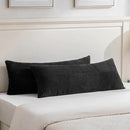 Fancy Homi Set of 2 Black Boho Long Lumbar Body Decorative Throw Pillow Cover 14x36 Inch for Bed Couch Bedroom Bench, Soft Patchwork Corduroy Textured Pillow Case, Rustic Farmhouse Room Décor by CozyNest Decor