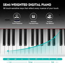 MUSTAR Digital Piano 88 Key Weighted with Stand, 88 Key Semi Weighted Keyboard Piano MEP-1000, Portable Electric Piano Keyboard 88 Keys with Bluetooth Connection, Case, Sustain Pedal, MDF, White by TinyTreasures Baby Boutique