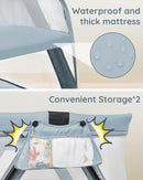 Lilian&Gema 2-in-1 Travel Crib, Portable Crib with Backpack, Lightweight Baby Travel Playpen, Foldable Play Yard with Thick Mattress for Babies & Toddlers, Baby Travel Essential by TinyTreasures Baby Boutique