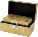 Galt International Storage Box Set Decorative Storage Box w/Hinged Lid Classic Design Wood Decor Boxes with Geometric Clasp Storage for Bedroom & Home - Set of 2 (Gold Leaf) by CozyNest Decor