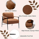 Mid-Century Accent Chair Set of 2, Soft Armchair PU Leather Lounge Chair with Black Metal Legs, Upholstered Leisure Chair for Living Room Bedroom Reception Room, Brown by CozyNest Decor