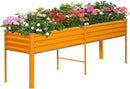 Land Guard Galvanized Raised Garden Bed with Legs, 96×24×32in Raised Garden Beds Outdoor with Drainage Holes, Planter Boxes Outdoor for Backyard, Patio, Balcony, 800lb Capacity, Cream Yellow by CozyNest Decor