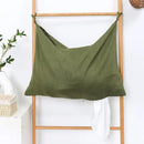 Hanging Linen Laundry Bag, 100% Pure Flax Linen Over The Door Hamper with Bottom Zipper for Laundry Room, Household Dirty Cloth Storage Organizer Bag, Army Green by CozyNest Decor