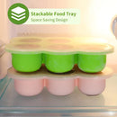 6x3oz Baby Food Freezer Tray with Clip on Lid Bright Green | Leakproof Freezer Molds Silicone Storage Container for Purees Fruits Vegetables by TinyTreasures Baby Boutique
