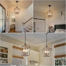 Chandelier for Dining Room, 4-Light Rustic Chandelier Fixtures, Vintage Ceiling Light with Adjustable Height, Antique Bronze Geometric Hanging Light for Bedroom, Foyer, Kitchen, Living Room, Entryway by CozyNest Decor