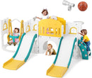JOYLDIAS 10 in 1 Toddler Slide, Double Kid Climber Slide Playset w/Swing, Basketball Hoop, Telescope, Tunnel, Storage Space and Non-Slip Steps, Indoor Outdoor Backyard Playground Toy for Toddlers by TinyTreasures Baby Boutique
