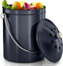 Utopia Kitchen Compost Bin for Kitchen Countertop, 1.3 Gallon Compost Bucket for Kitchen with Lid, Includes 1 Spare Charcoal Filter (Dark Purple) by GreenHaven Gardens