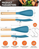 Multifunction Spatula Spoon for Nonstick Cookwares, Great for Cooking and Serving, Sturdy BPA-Free Matte Silicone, Wood Handle Spatula for Mixing, Scoop, and Scrape, Turquoise(2 pack,11.4" & 13.4") by CozyNest Decor