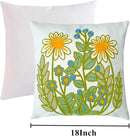 Embroidered Decorative Throw Pillow Cover, 18"x18" Set of 2, Farmhouse Pillowcase Daisy Knit Pattern Cotton Canvas Cushion Case Square Floral Pillow Case for Sofa Couch Bed Living Room… by CozyNest Decor
