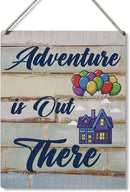 Qious Inspirational Signs Gift Farmhouse Adventure is Out There Wooden Hanging Sign Rustic Art Wall Home Living Room Bedroom Kitchen Decoration 10 x 8 Inches by CozyNest Decor