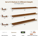Picture Ledge Wall Shelves 48 Inches Width Set of 3, Solid Pine Wood Rustic Floating Ledge for Kids' Room Bedroom Kitchen Bathroom, Long Floating Shelves for Wall Decor, Walnut by TinyTreasures Baby Boutique
