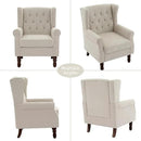 Lumibee High Back Accent Chair,Upholstered Wingback Armchair with Solid Wood Legs for Small Spaces,Comfy Single Sofa Chair for Living Room,Bedroom,Office-Beige