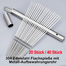 304 Stainless Steel 13.2" Long Flat Barbecue Skewers,20PCS/40PCS BBQ Kebab Skewers with Portable Metal Storage Tube,Reusable for Grilling Barbecue Kitchen Party and Outdoor Cooking (40PCS) by GreenHaven Gardens
