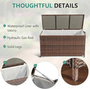 HOMREST Large Deck Box, Outdoor Wicker Storage Container with 70 Gallon, Patio Rattan Furniture for Garden Tools, Pillows, Pool, Brown by CozyNest Decor