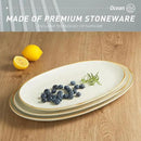 famiware Serving Platter, Oval 15.59/14.3/12.9inch Serving Dishes for Entertaining, Serving Bowls, Microwave Safe, Stoneware Serving Trays for Party, Food, Turkey, Cheese, Ocean Series, Vanilla White by CozyNest Decor