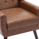 UIXE Faux Leather Accent Chairs Set of 4, Modern Arm Club Chair Upholstered Armchair for Living Room, Comfy Single Sofa Seats Button Tufted Reading Seating, Coffee by CozyNest Decor