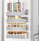Magnetic Spice Rack Organizer for Fridge Seasoning Organizer for Kitchen Storage With Screw Magnetic Shelf for Oven, RV,Garage,Bathroom (Grey, 4pack) by CozyNest Decor