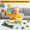 Wooden Puzzles for Kids Ages 4-6, 4 Packs 24 PCS Construction Vehicle Jigsaw Puzzles for Kids Ages 3-5, Preschool Educational Puzzles Boards Toys Gifts for Boys Girls by TinyTreasures Baby Boutique