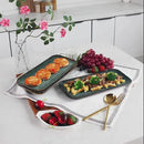 Ceramic Serving Dinner Plate Set, 4-Piece for Main Meals, Tacos, Lunches, Snack, Platters - Microwave and Dishwasher Safe, Scratch Resistant, Kitchen Serving Dinnerware, Black 12.4 Inch by CozyNest Decor