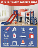 XJD 13 in 1 Toddler Slide Set, Kids Slide for Toddlers Age 1+, New Upgrade with Golf Set, Basketball Hoop, Drawing Board for Indoor Outdoor Playset,Toddler Playground (Blue Red) by TinyTreasures Baby Boutique