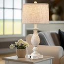 28'' Tall Farmhouse Table Lamps for Living Room, Bedroom Lamps Set of 2 with USB C+A Charging Ports, Rustic Farmhouse Nightstand Lamps for Bedside, Traditional Side Table Lamp with Fabric Shade by CozyNest Decor