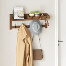 AMBIRD Wall Hooks with Shelf 26.57inch Entryway Wall Hanging Shelf Wood Coat Hooks for Wall with Shelf Coat Rack Wall Mount Rack with 5 Dual Hooks 3 Key Hooks Mail Organizer and Key Rack Key Holder by CozyNest Decor