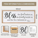 Bless the Food Before Us, the Family Beside Us, and the Love between us Framed Wall Art for Dining Room, 40''×15'' Holy Positive Religious Rustic Bible Verse for Christian God Jesus Christ Prayer by CozyNest Decor