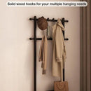 Coat Rack with Shoe Storage, Narrow Wooden Hall Tree with Bench, 11 Hooks and 2-Tier Storage Shelves, 3-in-1, Entryway Bench with Coat Rack (23.6"-Black) by CozyNest Decor