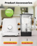 Professional Blender For Smoothies, 58 Oz Glass Jar, Glass Blender Including Puree & Crush Ice Functions, 750 Watts, B02 (White) by TinyTreasures Baby Boutique
