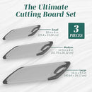 Cutting Boards for Kitchen - BPA-Free Chopping Board - Different Sizes & Non Slip Handles - Reversible, Large Cutting Board Set - Unique Gifts for Cooks Who Have Everything - 3-Pack Gray/Gray by CozyNest Decor