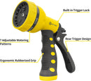 AUTOMAN-Garden-Hose-Nozzle,ABS Water Spray Nozzle with Heavy Duty 7 Adjustable Watering Patterns,Slip Resistant for Watering Plants,Lawn& Garden,Washing Cars,Cleaning,Showering Pets - Yellow by GreenHaven Gardens