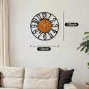 Maxstar Round Wall Clock for Living Room Decor Battery Operated Non Ticking Black Metal Wood Clocks for Home Living Room Garden Office Kitchen Decoration -13 inch by CozyNest Decor