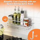 Spice Rack wall mounted 2 Pack, Space-Saving Spice Organizer for Spice Jars and Seasonings,Screw or Adhesive Hanging Spice Rack Organizer for Your Kitchen Cabinet,or Pantry Door,Silver by CozyNest Decor