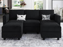 Belffin Modular Sectional Sofa with Double Chaise Velvet U Shaped Sofa Reversible Sectional Couch with Storage Black by CozyNest Decor