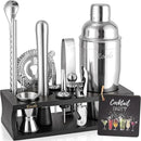 Bartender Kit Cocktail Shaker Set with Stand 17-Piece Bar Tool Bar Set for Drink Mixing Home Bartending Kit Bar Cart Accessories: Martini Shaker, Mixer Spoon, Jigger, Muddler, Strainer & Recipes Gifts by CozyNest Decor