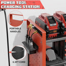 Power Tool Organizer with Charging Station Wall Mount, 3 Layer Expanded Heavy Duty Garage Organization, 48.8 Inch Length Garage Tool Storage, 4 Drill Slot, 16" Standard Hole, Red by GreenHaven Gardens