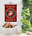 Marine Corps Garden Flag - Set Wall Hanger Armed Forces USMC Semper Fi United State American Military Veteran Retire Official - House Banner Small Yard Gift Double-Sided Made In USA 13 X 18.5 by GreenHaven Gardens